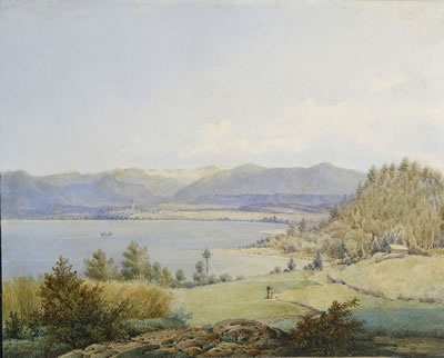 Karl Friedrich Le Feubure : Blick über den Starnberger See auf Seeshaupt