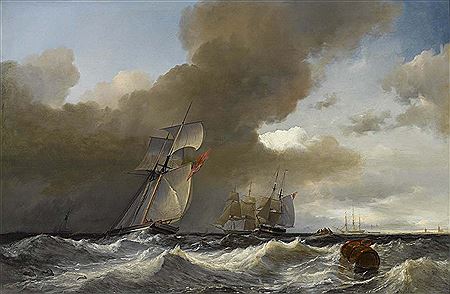 Wilhelm August Krause : Segelschiffe in bewegter See