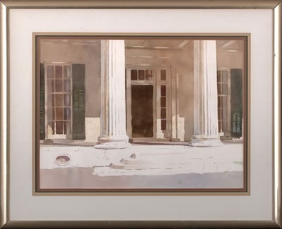 Judi Polivka Betts : VIEW OF A COLUMNED ENTRANCE WAY OF A NEW ORLEANS HOME