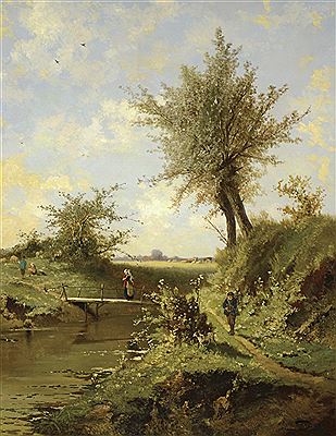 Henry Joseph Ferdinand Pieron : 'River Near Brussels'