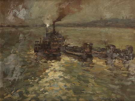 Lorinc Farkas-Csallokozi : Steamers on the River Danube