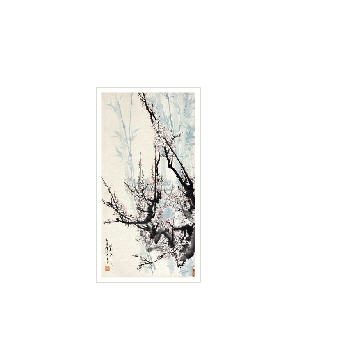 Xining Yu : BAMBOOS AND PLUM BLOSSOMS hanging scroll