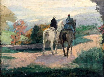 Jules Leon Flandrin : DEUX CAVALIERS EN PROMENADE