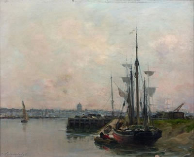 Charles Lapostolet : Dunkerque, bateaux à quai