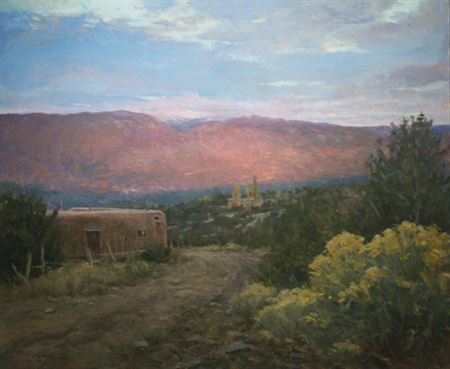 John Encinias : Evening Light over Santa Fe