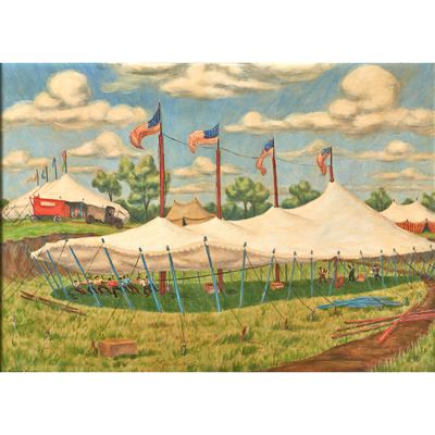 Anne Marsh : Raising the Tent, ca. 1935