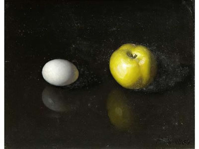 Fernando Briones : Nature morte à l'oeuf et à la pomme