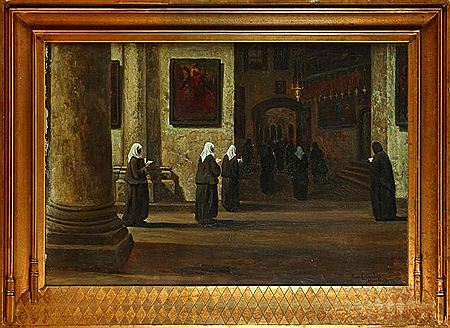 Louis Gustave Cambier : Procession de religieuses au Saint-Sépulcre