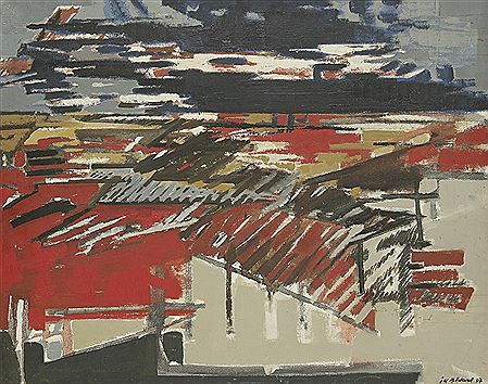 Jean Claude Bedard : Paysage au crépuscule, 1957.