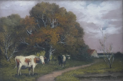 Emil Weber : Cows By A Road