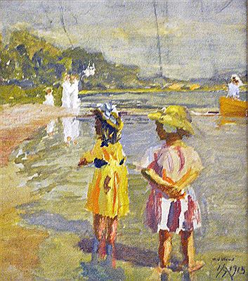 William John Wood : CHILDREN ON THE BEACH