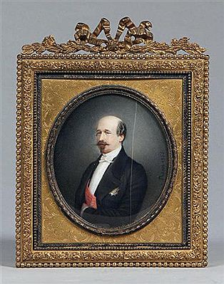 Gabriel Aristide Passot : Portrait en buste du Duc de Morny portant le grand cordon de la Légion d'Honneur et la plaque des Grands Officiers