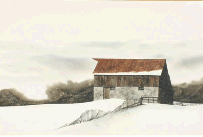 Rob O'Dell : Winter Scene with Barn