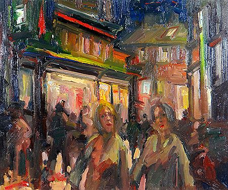 Gareth Parry : 'Saturday Night Out`-figures in a street