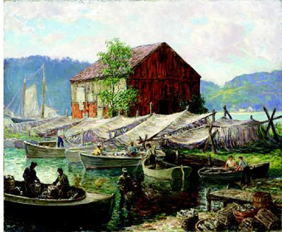 Winfield Scott Clime : OLD LYME, CONNECTICUT, SHAD FISHERMEN, HAMBURG COVE