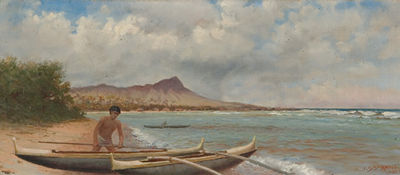 Joseph Dwight Strong Jr : Hawaiian Fisherman near Diamond Head