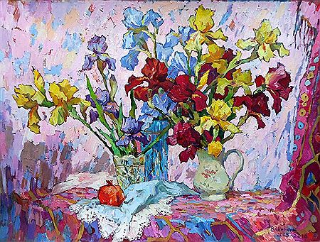 Veronika Shevchuk : 'Irises with Pomegranates'