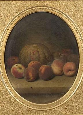 Peter Baumgras : Still Life with Apples, Peaches and Melons