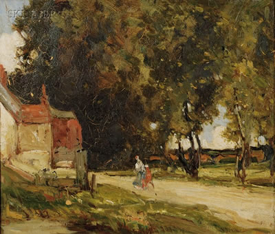 Joseph Vickers De Ville : LOT OF TWO LANDSCAPES