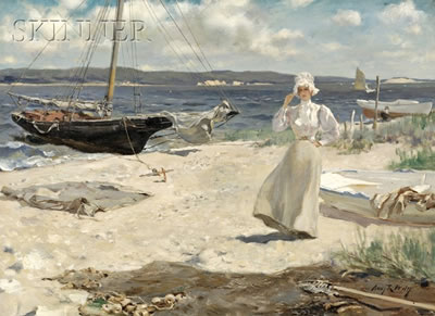 Irving Ramsey Wiles : A Walk Along the Harbor Shore