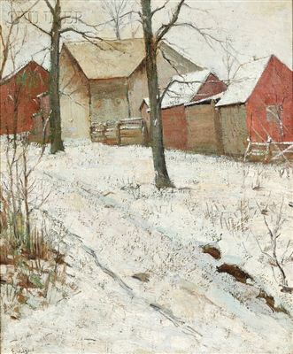 Frank Loven : Barns in Snow