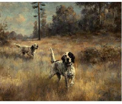 Percival Leonard Rosseau : A Pair of English Setter in the Field