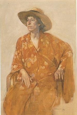 Burton Silverman : Woman in a Beach Hat