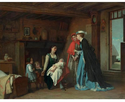 Charles-Louis Baugniet : LA VISITE DE LA NOURRICE