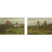 George Wright : CLEARING THE HEDGEROWS: A PAIR OF HUNT SCENES