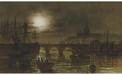 Wilfred Bosworth Jenkins : St. Paul's From The Thames By Moonlight