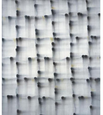 Mark Francis : Grid Painting (Black, White, Brown, Yellow)