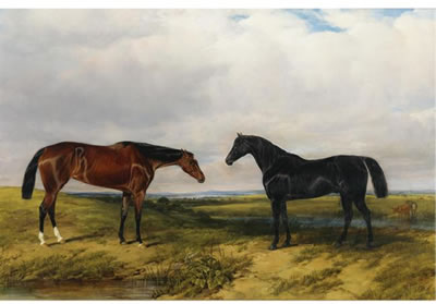 William Luker Sr : TWO HORSES IN AN EXTENSIVE LANDSCAPE