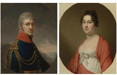 Johann Baptist II Lampi : PORTRAIT OF ANTON JOSEF EDLER VON LEEB (JUNE 13, 1769-DECEMBER 6, 1837), MAYOR OF VIENNA, 1835-1837; PORTRAIT OF THERESIA VON LEEB (1775-1846) (2)