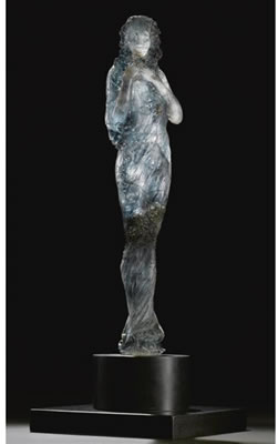 Rene Jules Lalique : A HIGHLY IMPORTANT 'FIGURE FEMME ET GUIRLANDE DE FLEURS' STATUETTE, MARCILHAC NO. CP 4