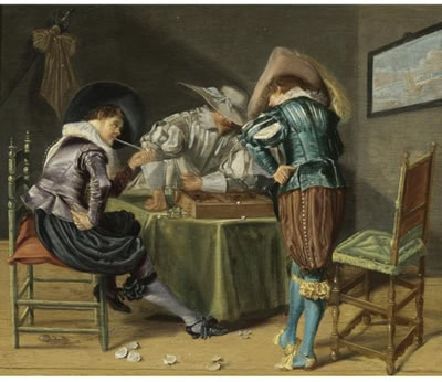 Dirck Hals : TRIC-TRAC PLAYERS IN AN INTERIOR