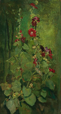 John La Farge : RED HOLLYHOCKS