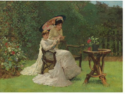 Hector Caffieri : TWO WOMEN IN A GARDEN