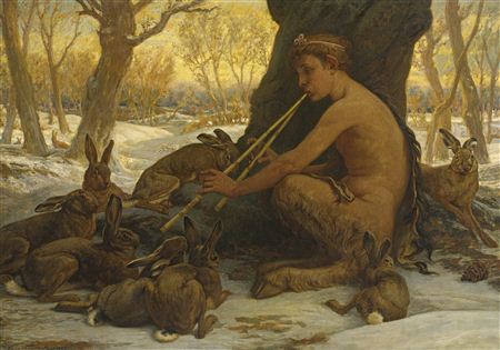 Elihu Vedder : YOUNG MARSYAS (MARSYAS ENCHANTING THE HARES)