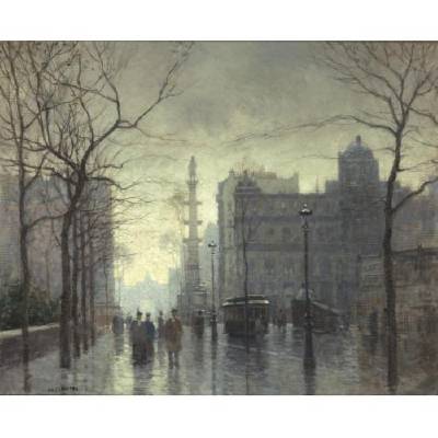 Paul Cornoyer : Rainy Day, Columbus Circle