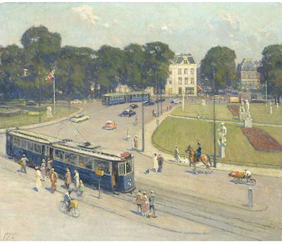 Anthonie Pieter Schotel : A VIEW OF THE FREDERIKSPLEIN, AMSTERDAM