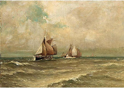 Pieter Adrianus Schipperus : SAILING VESSELS AT SEA