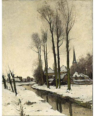 Paul (Johannes Petrus Paulus) Bodifee : A VIEW OF A VILLAGE IN WINTER