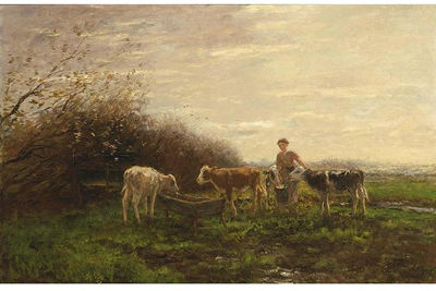 Willem Maris : TENDING THE COWS