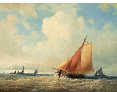 Jan Frederik Schutz Sr : A SAILING VESSEL AT FULL SAIL