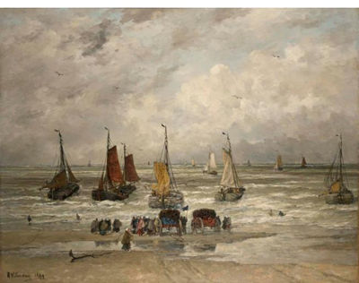 Hendrik Willem Mesdag : THE FISHING FLEET SAILING OUT