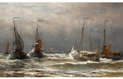 Hendrik Willem Mesdag : BOMSCHUITEN AT SEA