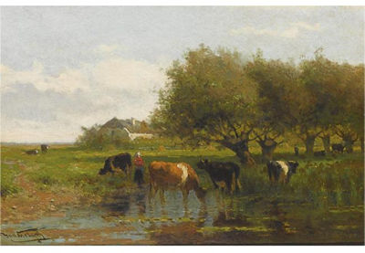 Jan Vrolyk : COWS IN A MEADOW