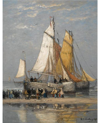 Hendrik Willem Mesdag : THE RETURN OF THE FISHING FLEET ON SCHEVENINGEN BEACH