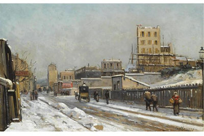 Gustave Mascart : THE OUTSKIRTS OF PARIS IN WINTER TIME