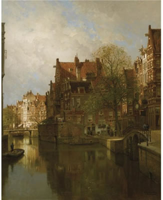 Johannes Christiaan Karel Klinkenberg : A VIEW OF THE GRIMBURGWAL, AMSTERDAM